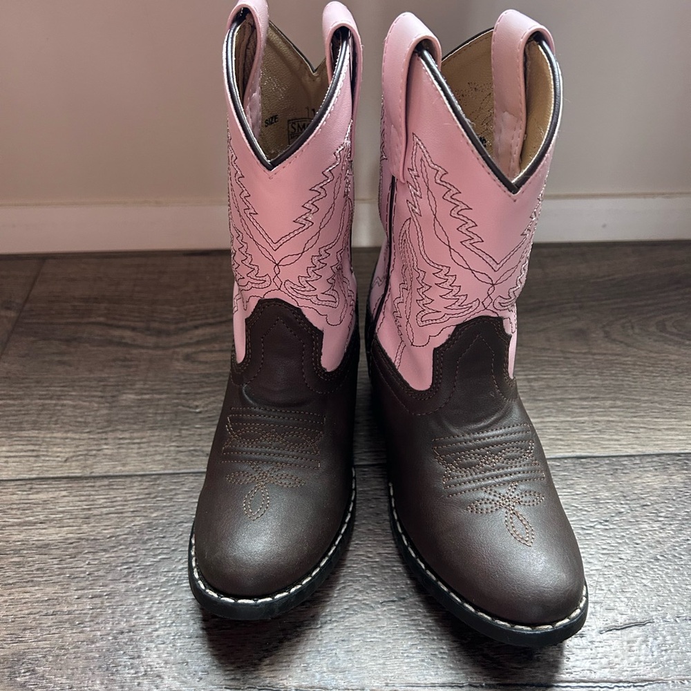 Kids Pink and Brown Western Boots